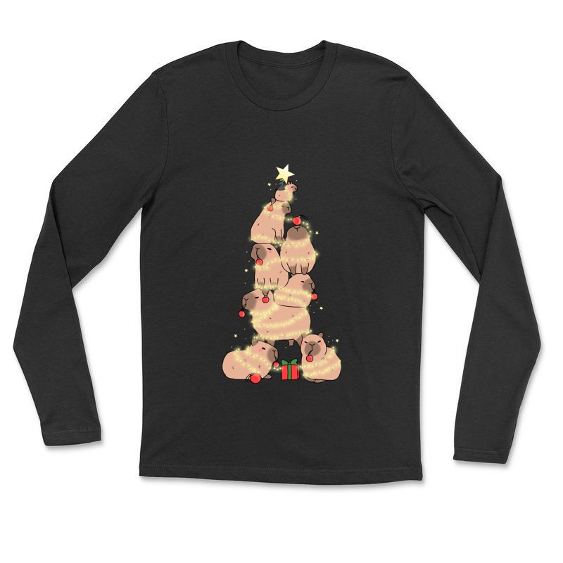 Hosszú ujjú póló (unisex) Capybara karácsonyfa