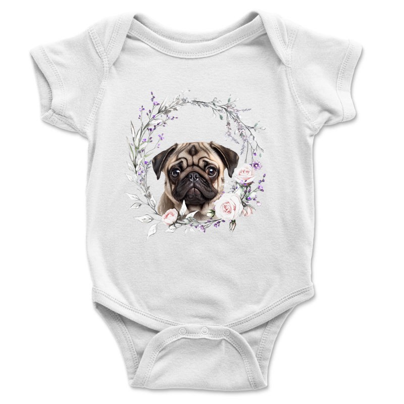 Baba body Mopsz virágokkal