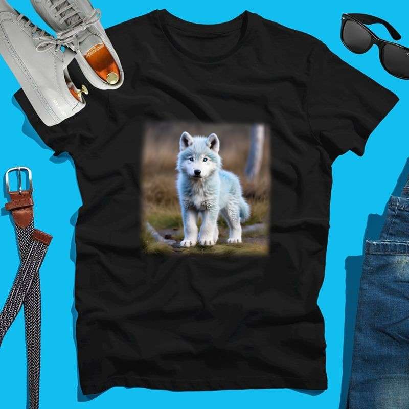 Férfi póló Farkas / husky kölyök