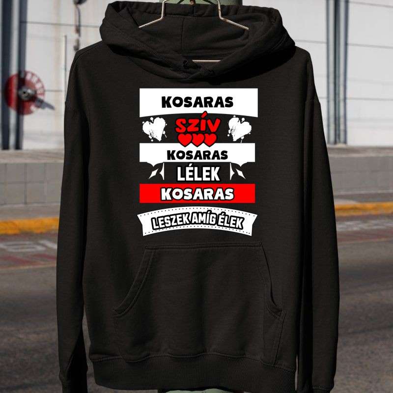 Férfi Kapucnis Pulcsi KOSARAS SZÍV LÉLEK
