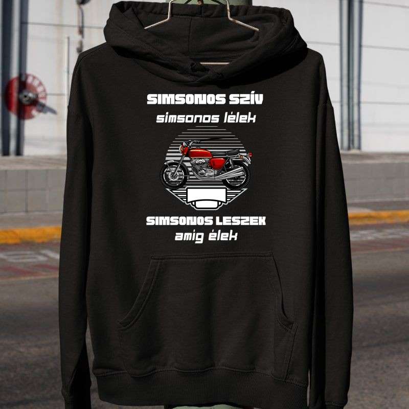 Férfi Kapucnis Pulcsi Simson motoros szív