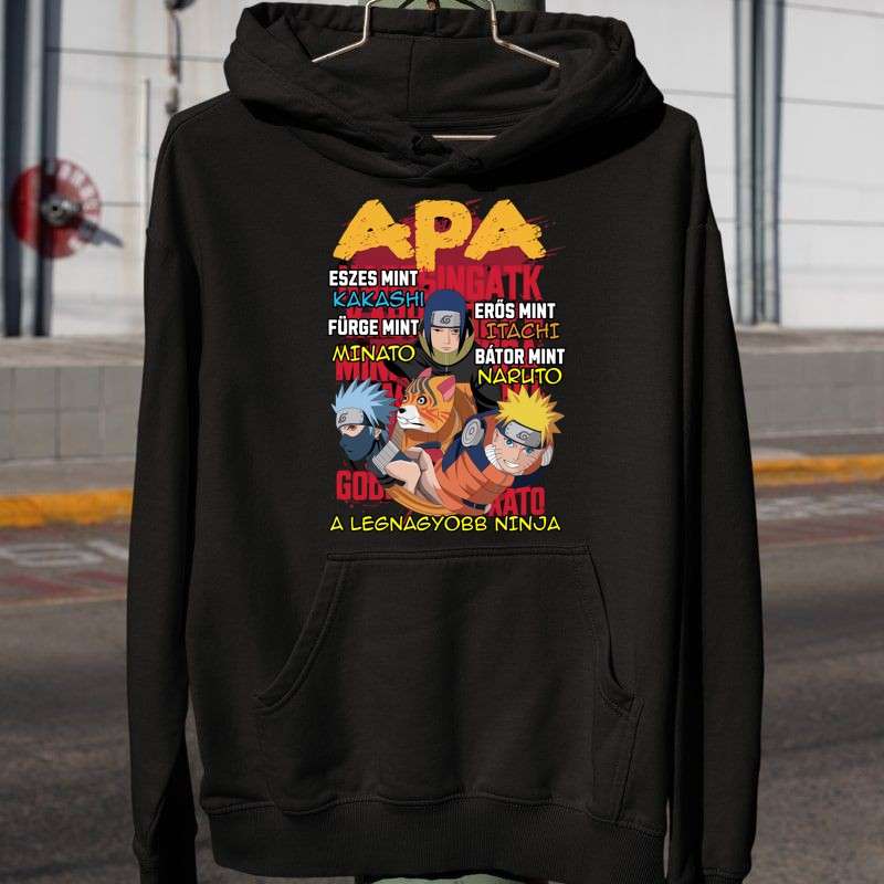 Férfi Kapucnis Pulcsi Apa naruto legnagyobb ninja