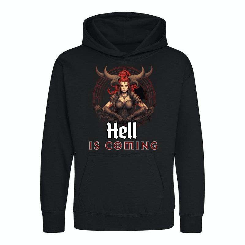 Gyerek kapucnis pulcsi Hell is coming diablo