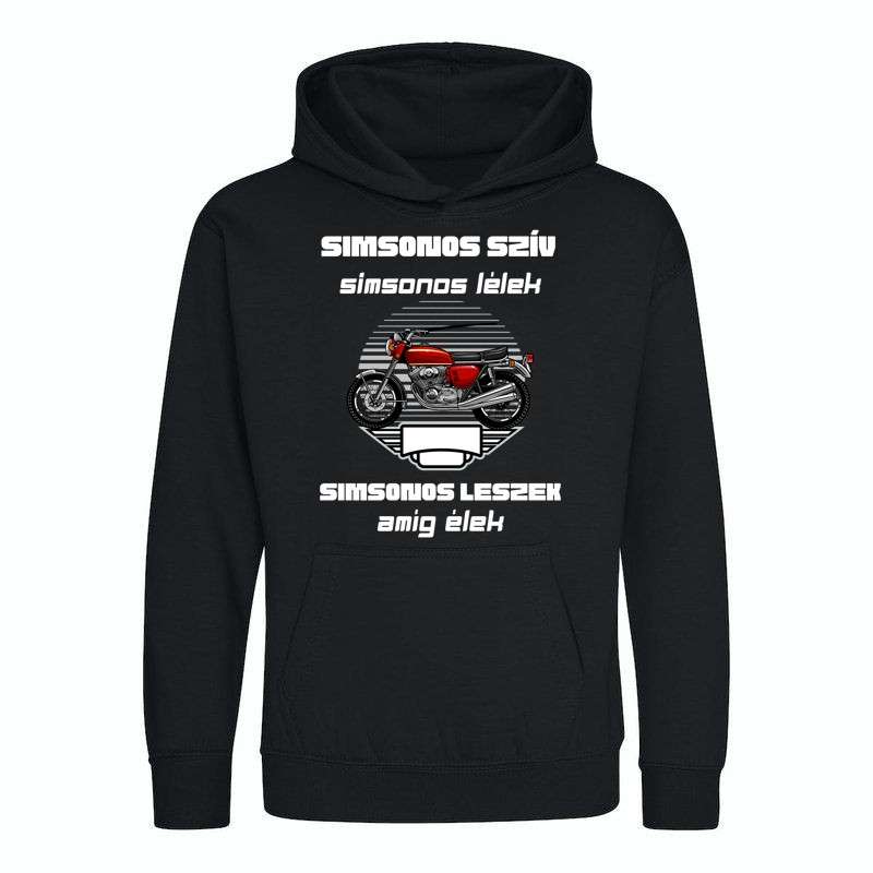 Gyerek kapucnis pulcsi Simson motoros szív