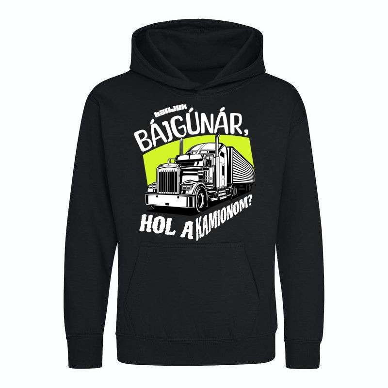 Gyerek kapucnis pulcsi Bájgúnár, hol a kamionom?