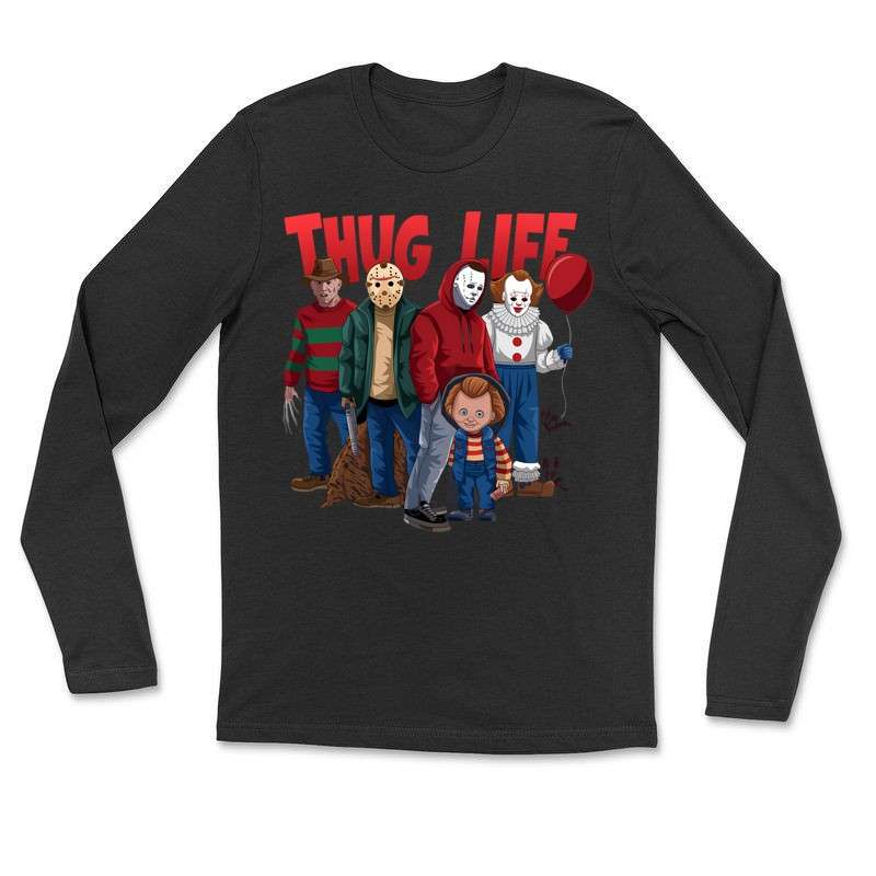Hosszú ujjú póló (unisex) Thug life horror filmes karakterek
