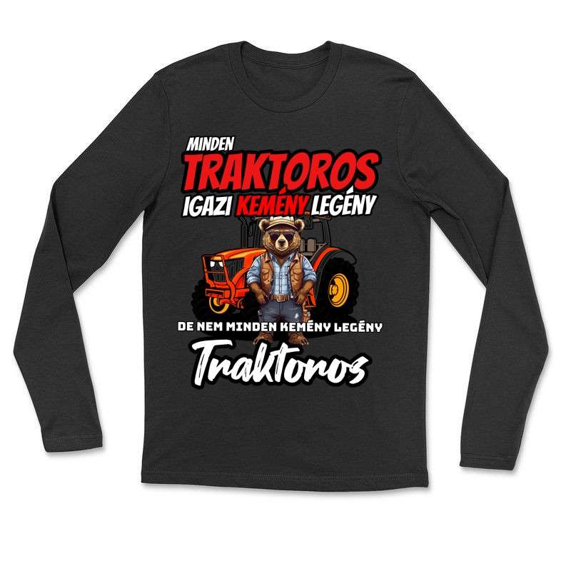 Gyerek hosszú ujjú póló Minden traktoros igazi kemény legény