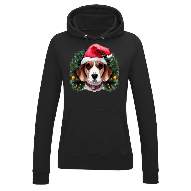 Női kapucnis pulóver Karácsonyi beagle