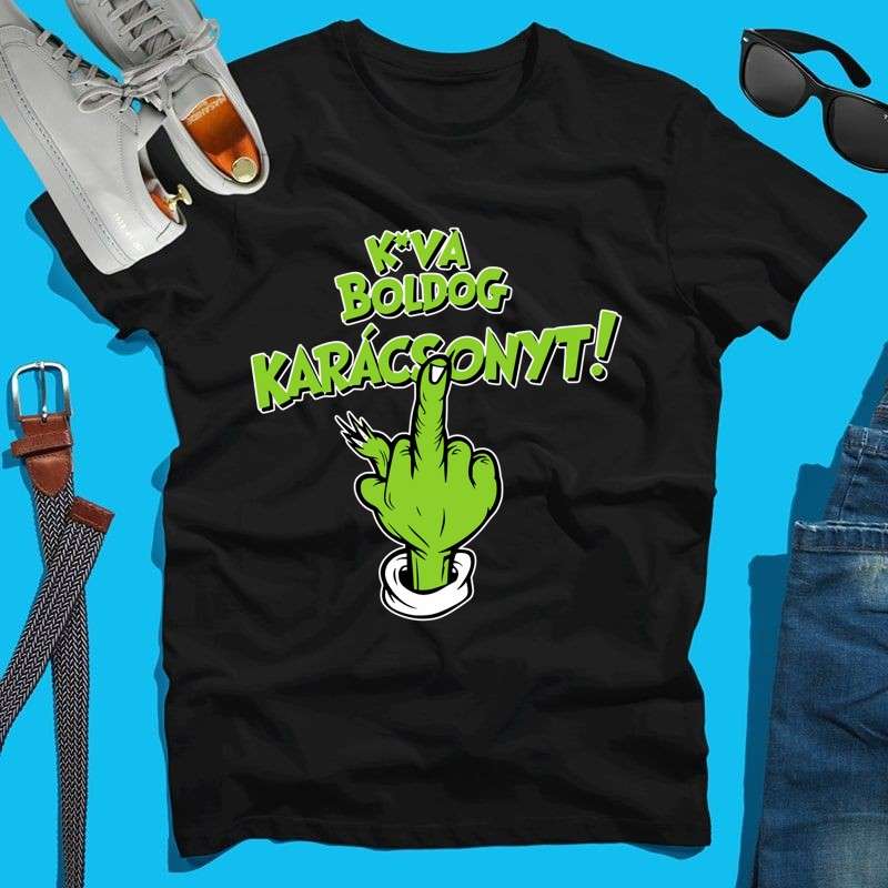 Férfi póló K va Boldog karácsonyt grinch kabde kéz