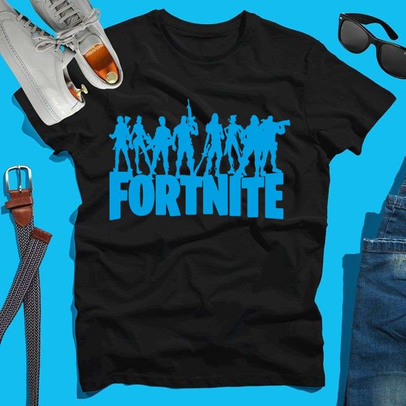 Férfi póló Fortnite karakterek kék