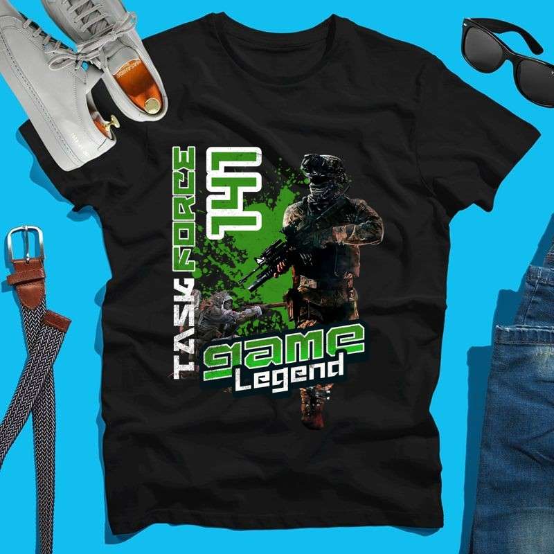 Férfi póló Task fore 141 game legend Cod