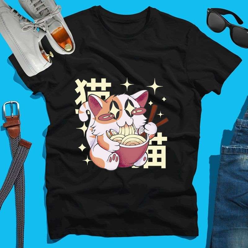 Férfi póló Ramen Cat
