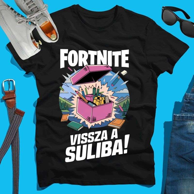 Férfi póló Fortnite vissza a sulibA