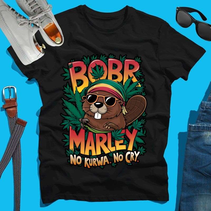 Férfi póló Bobr marley no kurwa no cry