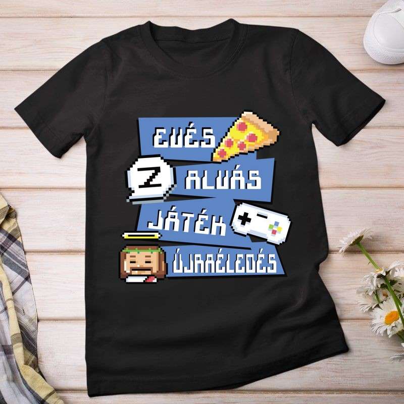 Női póló Evés alvás játék
