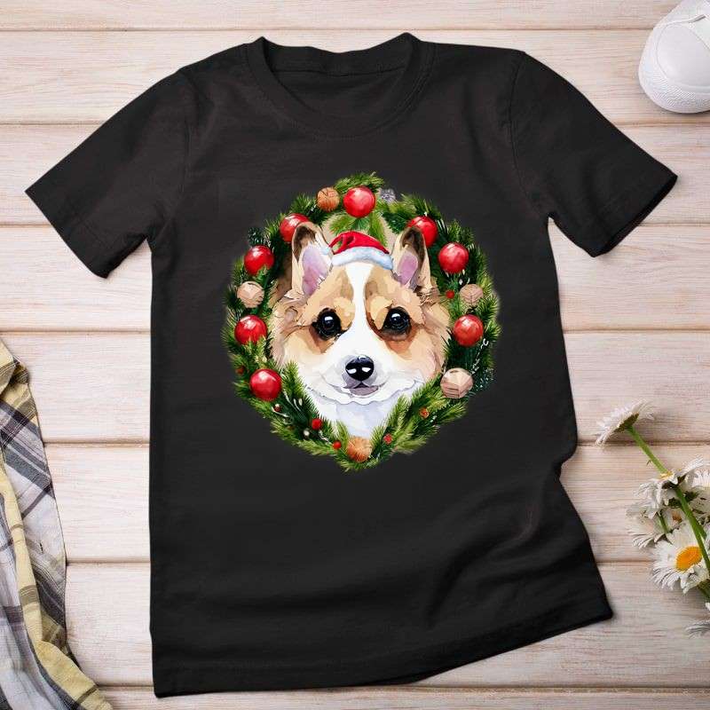 Női póló Karácsonyi corgi
