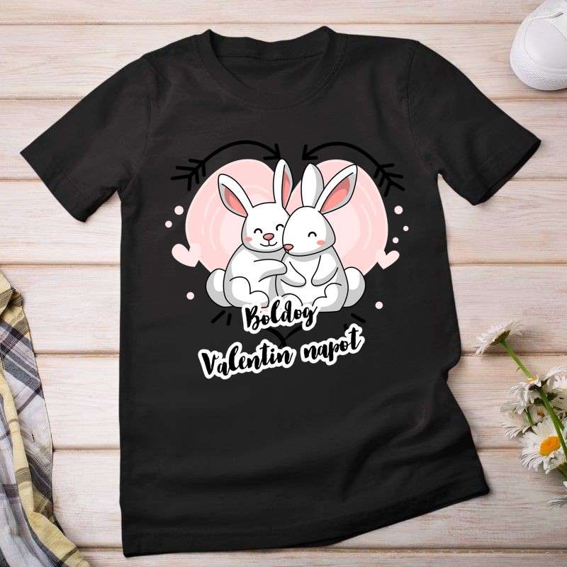 Női póló Boldog valentin napot nyuszi