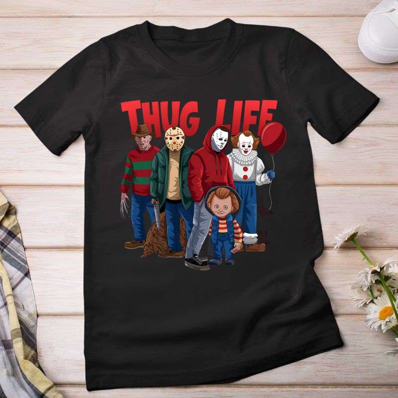 Női póló Thug life horror filmes karakterek