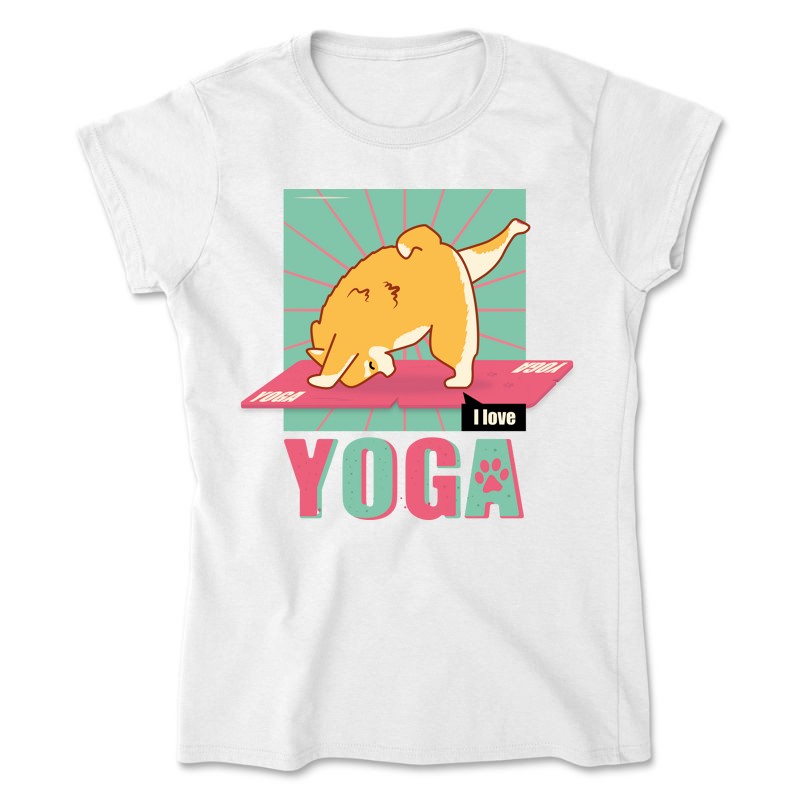 Női póló Yoga kutya - I love yoga