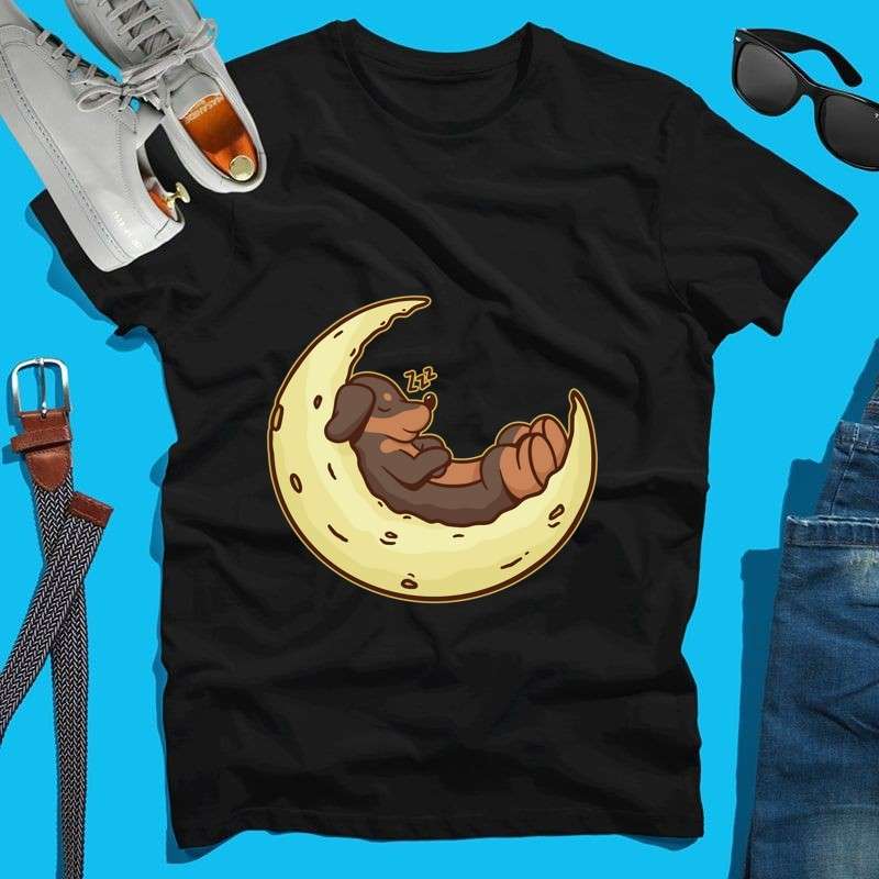 Férfi póló Daschund Moon
