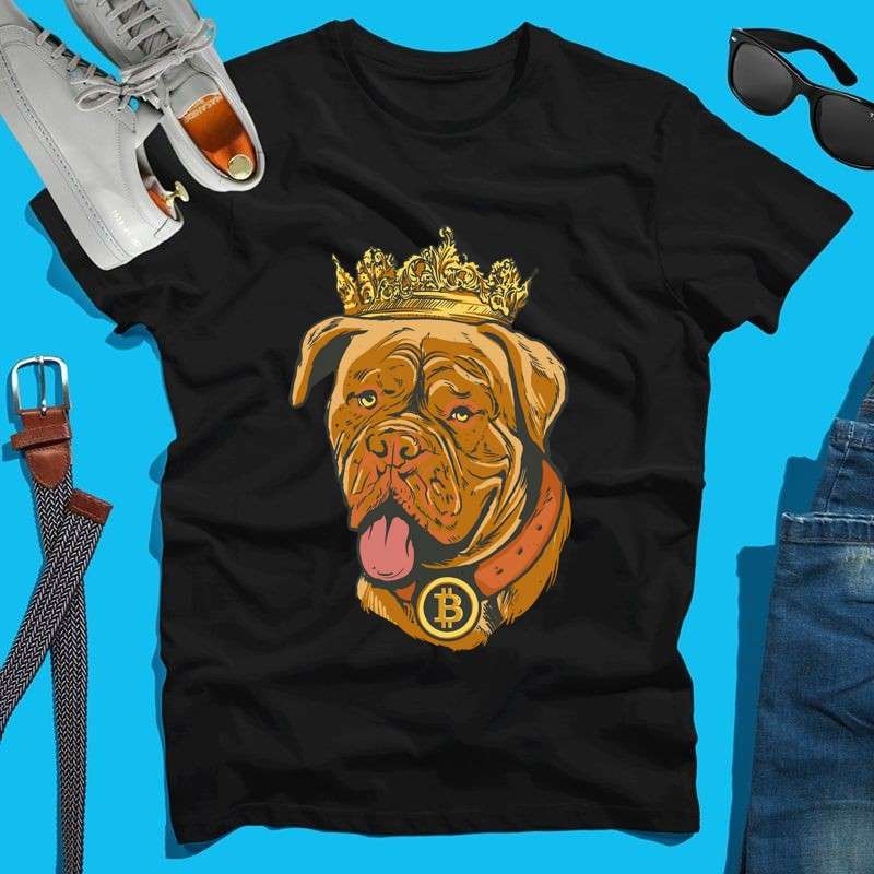 Férfi póló Bitcoin Dog Crown