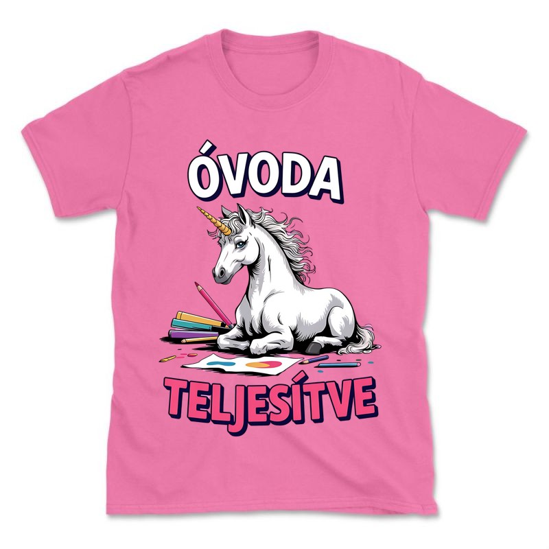 Gyerek póló Óvoda teljesítve unicornis