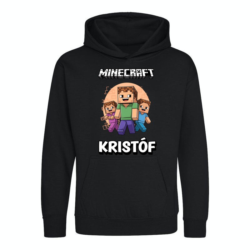 Gyerek kapucnis pulcsi Minecraft  minta egyedi névvel /bármilyen név kérhető/