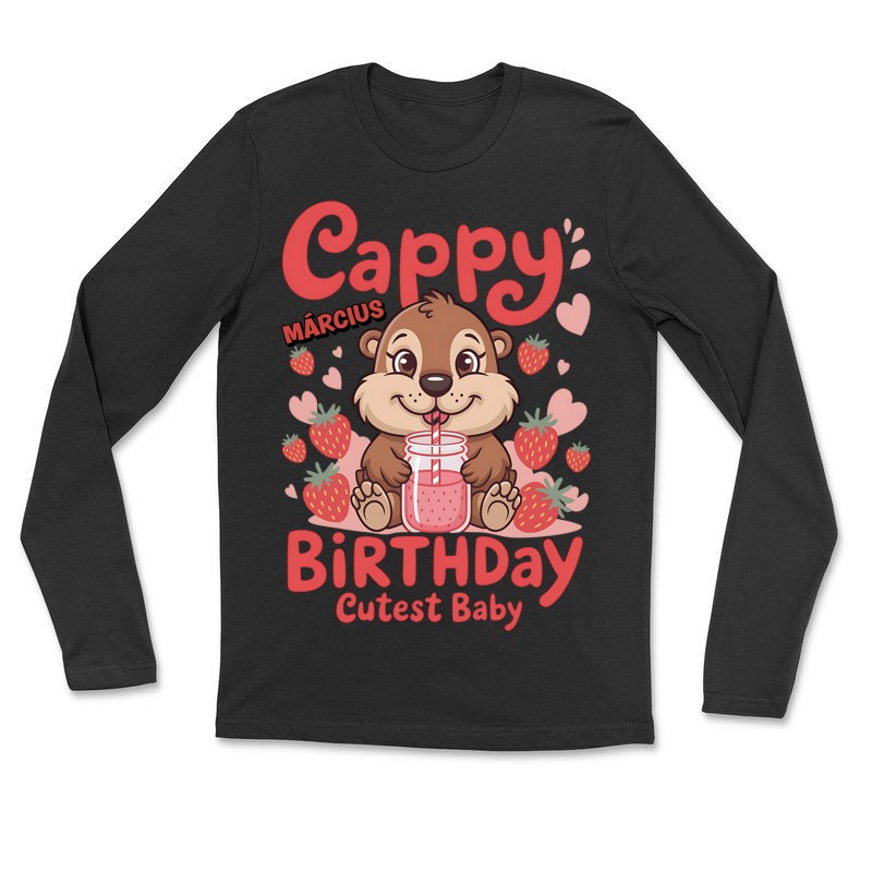 Hosszú ujjú póló (unisex) Cappy egyedi hónapos csajos születésnapi /bármilyen hónap kérhető/
