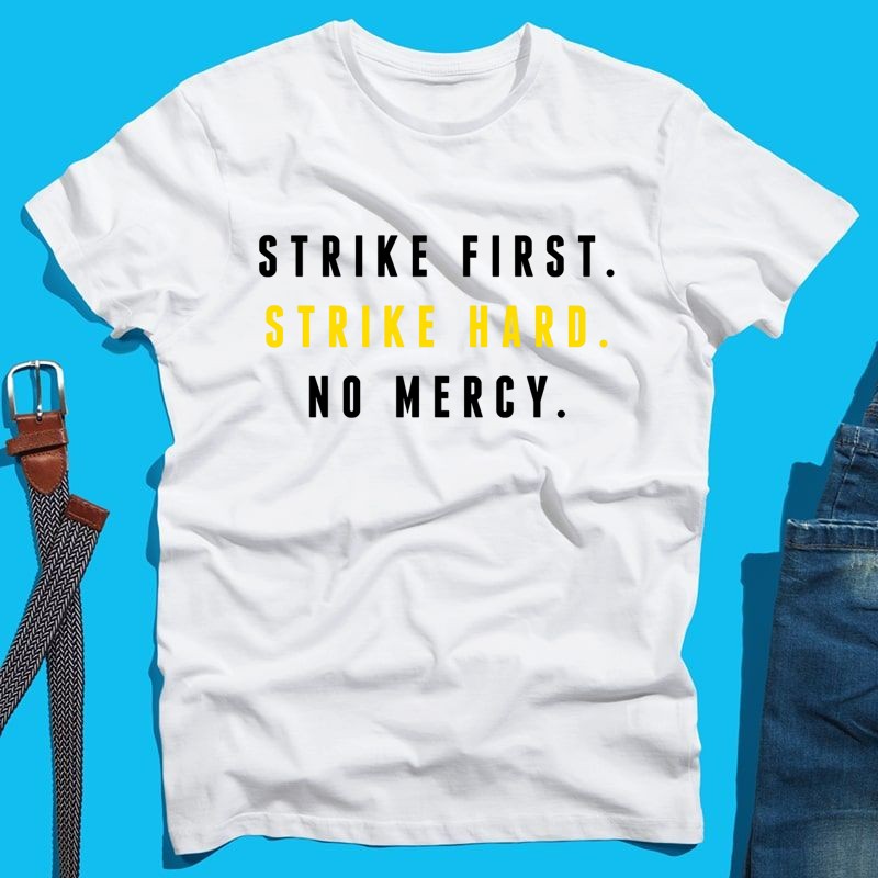 Férfi póló strike first no mercy cobra kai