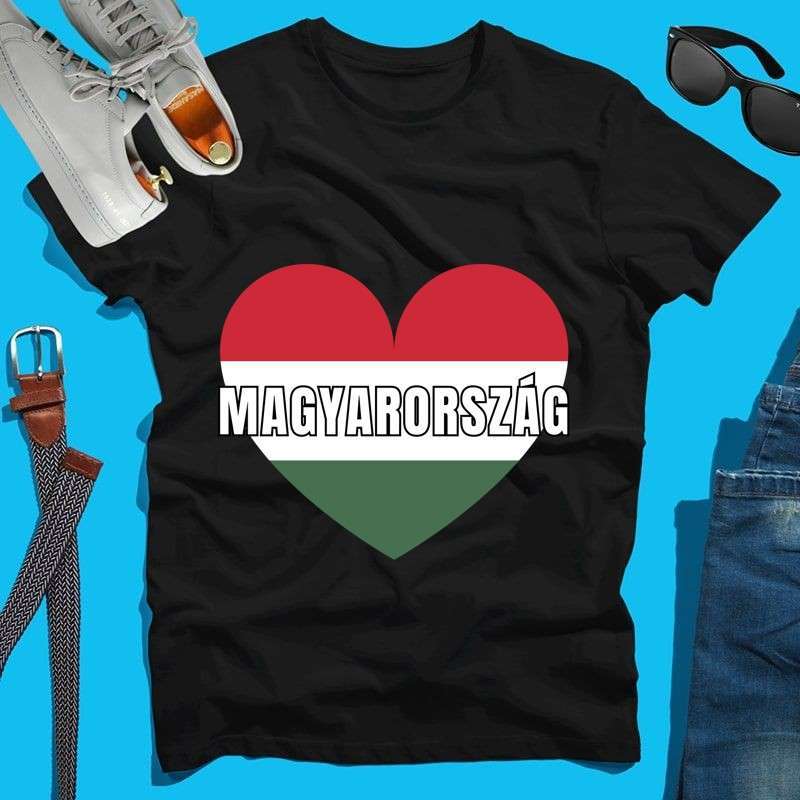 Férfi póló Magyarország, Magyar szív, Szurkolói design