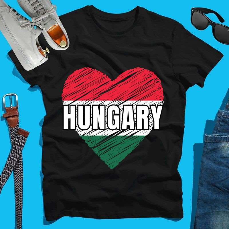 Férfi póló Hungary, Foci szív, Hajrá Magyarok!