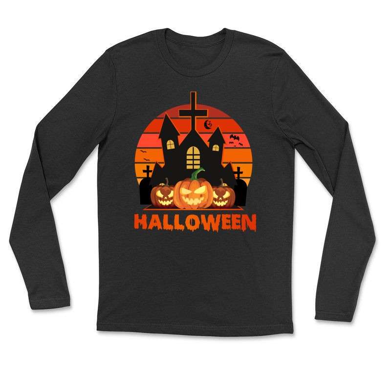 Hosszú ujjú póló (unisex) Halloween tökök