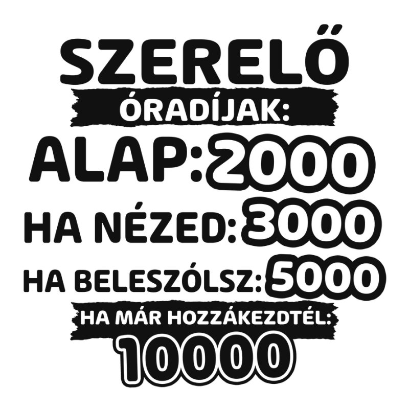 Szerelő óradíjak