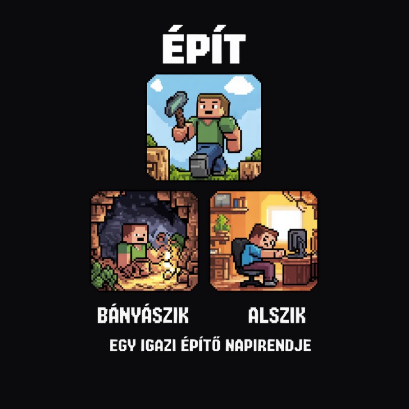 Épít, bányászik, alszik