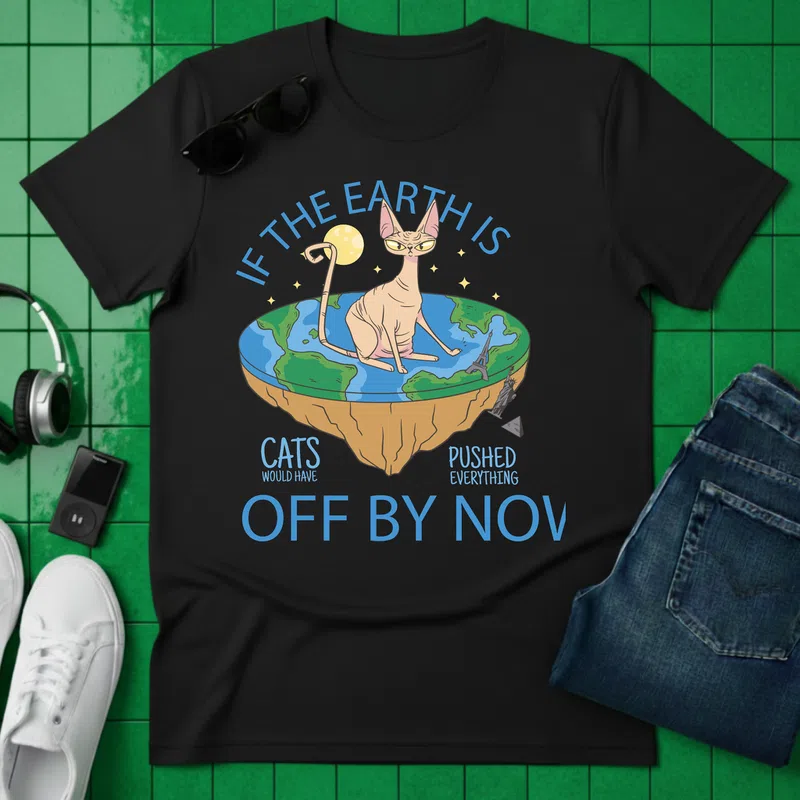 IF THE EARTH IS OFF BY NOW vicces macska - Férfi póló - Fekete - Állatok és Természet - Cica