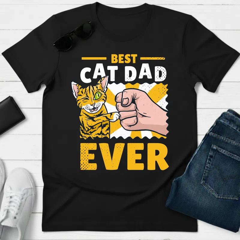 BEST CAT DAD EVER vicces aranyos retro - Férfi póló - Fekete - Állatok és Természet - Cica