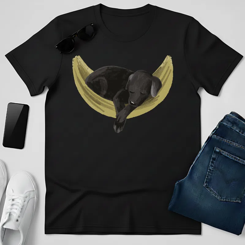 Alvó kutya nyugodt aranyos illusztráció - Férfi póló - Fekete