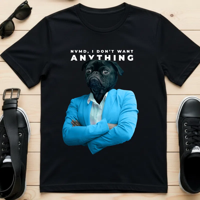 ANYTHING — NVMD I DON'T WANT, szarkasztikus humor - Férfi póló - Fekete