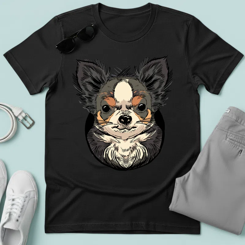 CHIHUAHUA portré vintage mosolygós - Férfi póló - Fekete - Állatok és Természet - Kutya