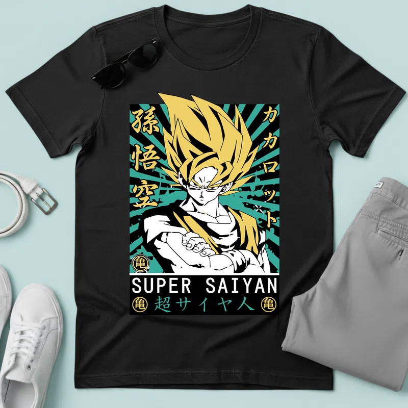 DRAGON BALL SS Anime - Férfi póló - Fekete - Filmek és Sorozatok - Anime