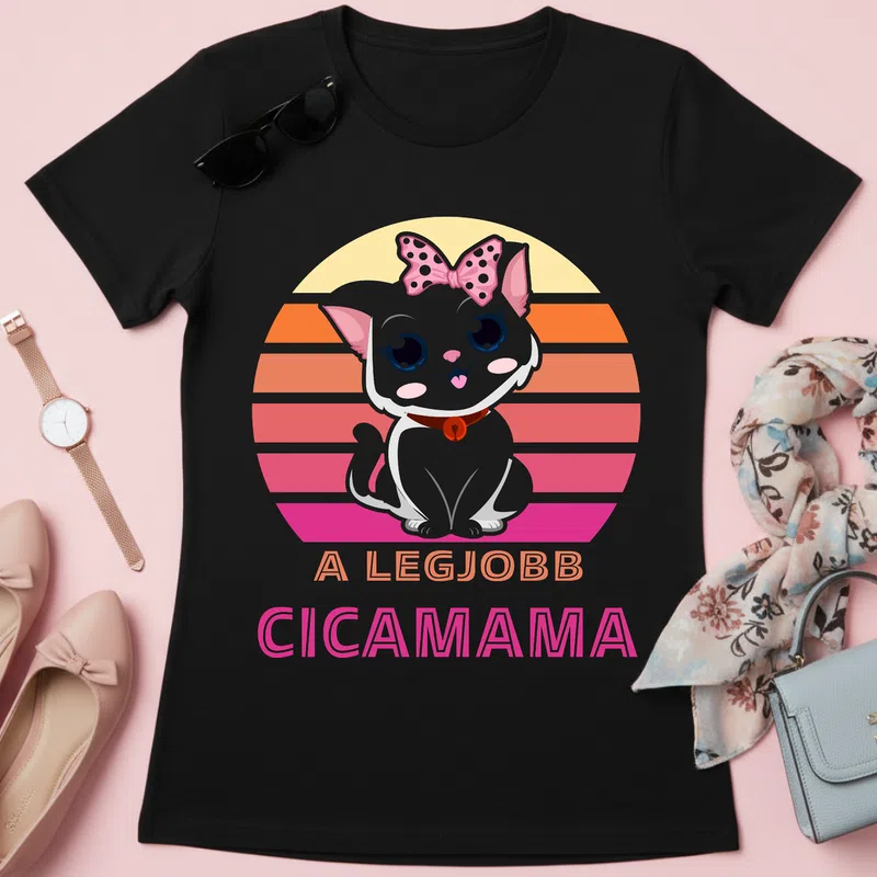 A legjobb cicamama Anyának - Női póló - Fekete - Család - Anyának