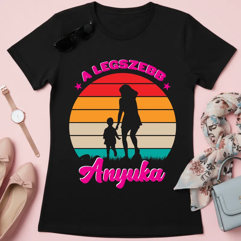 A LEGSZEBB ANYUKA Anyának - Női póló - Fekete - Család - Anyának