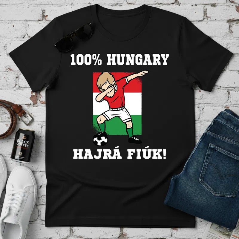100 Hungary Sport Foci - Férfi póló - Fekete - Sport - Foci