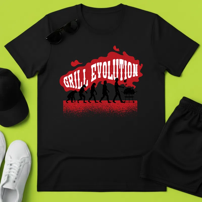 22281-Grill-Evolution-TShirt-PR_t-shirt - Férfi póló - Fekete - Család - Apának