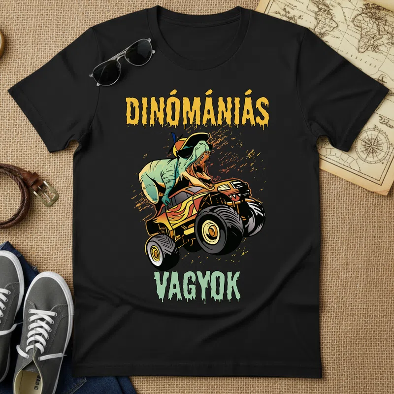 DINÓMÁNIÁS VAGYOK Póló - Férfi póló - Fekete - Állatok és Természet - Dínó