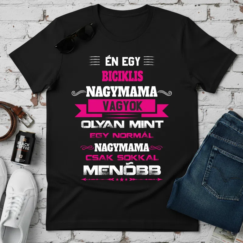 biciklis Nagymama Sport - Férfi póló - Fekete - Sport - Bicikli