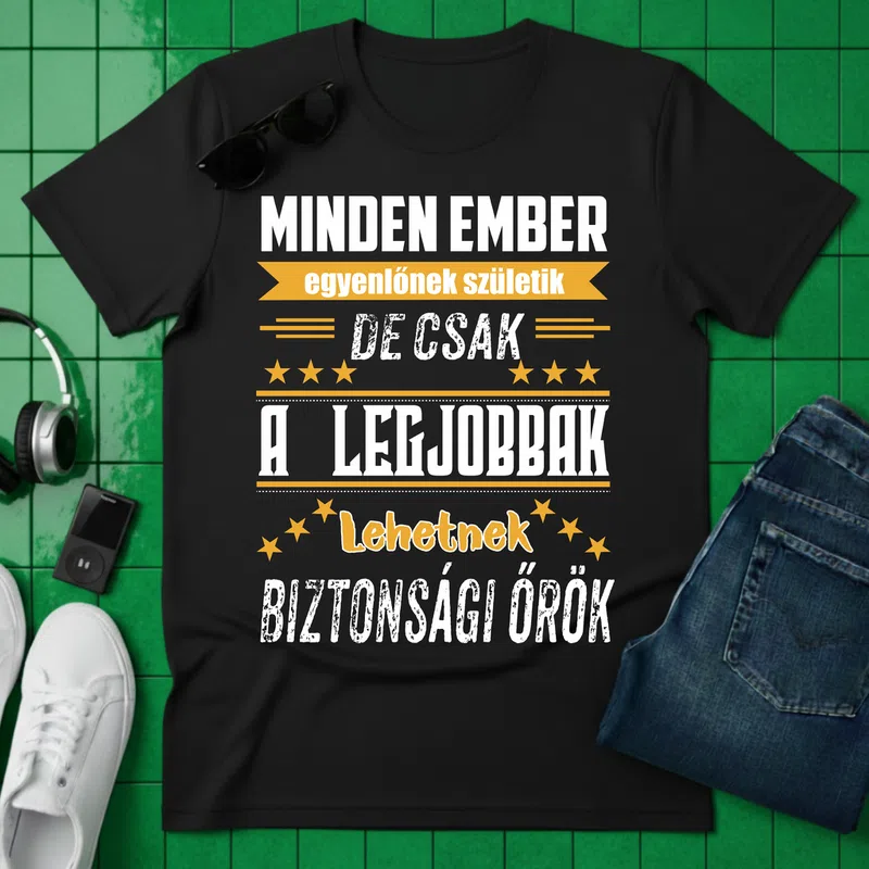 MINDEN EMBER – A legjobbak lehetnek Foglalkozások - Férfi póló - Fekete - Foglalkozások - Biztonsági őr