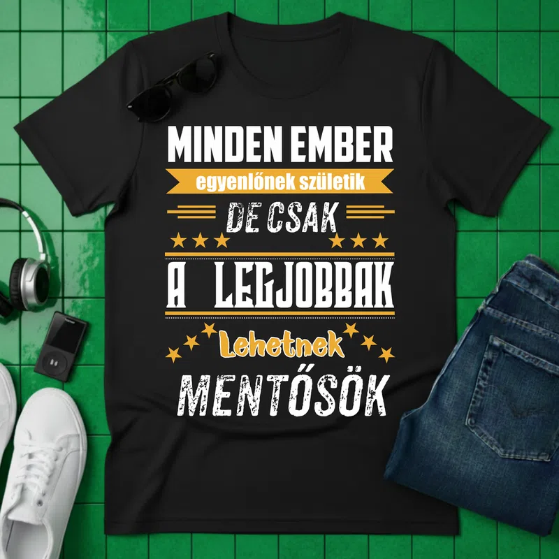 MINDEN EMBER - MENTŐSÖK, büszke stílus Foglalkozások - Férfi póló - Fekete - Foglalkozások - Mentős