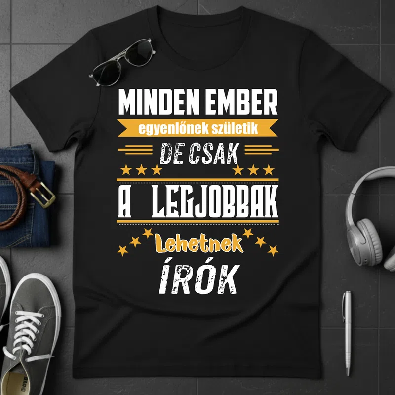 MINDENEMBER egyenlőnek születik – a legjobbak írók Hobbi - Férfi póló - Fekete - Hobbi - Irodalom