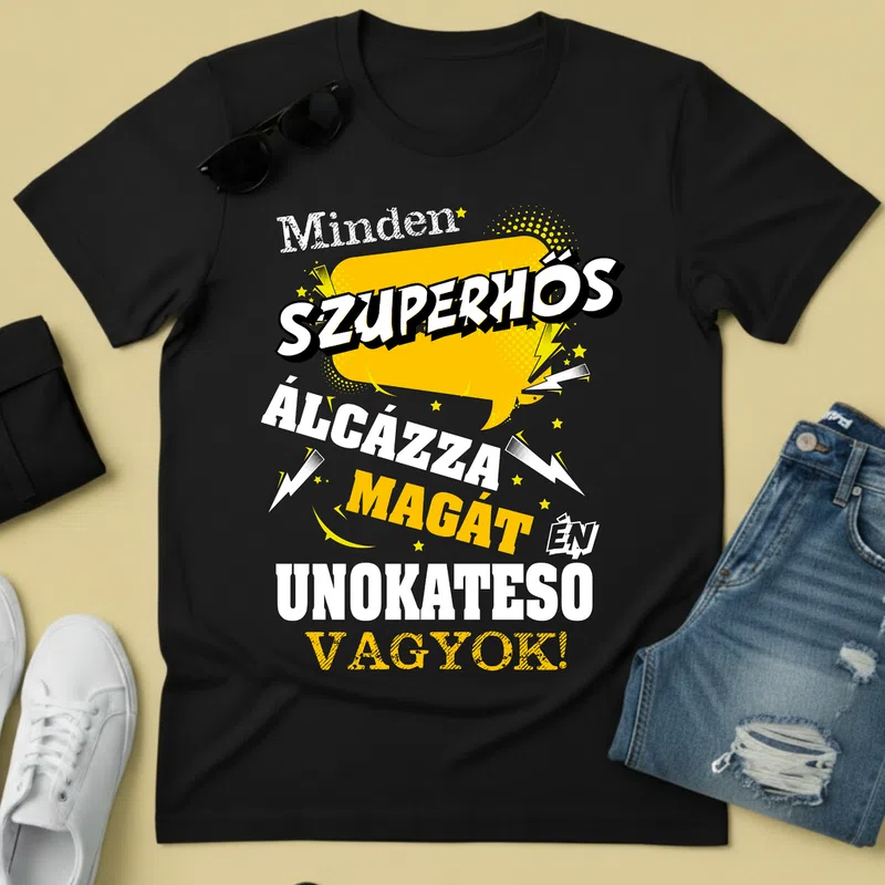 Minden SZUPERHŐS Álcázza magát — Unokatestvér Család - Férfi póló - Fekete - Család